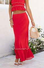 Wiatt Red Maxi Skirt