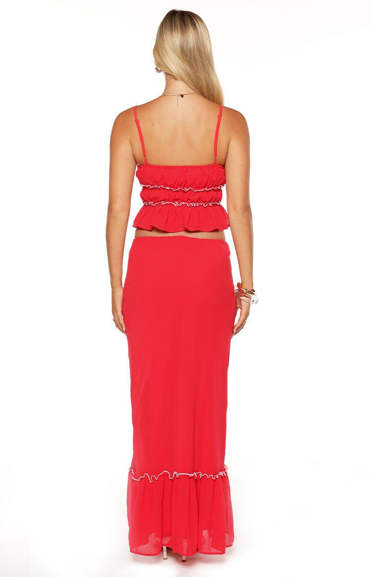 Wiatt Red Maxi Skirt