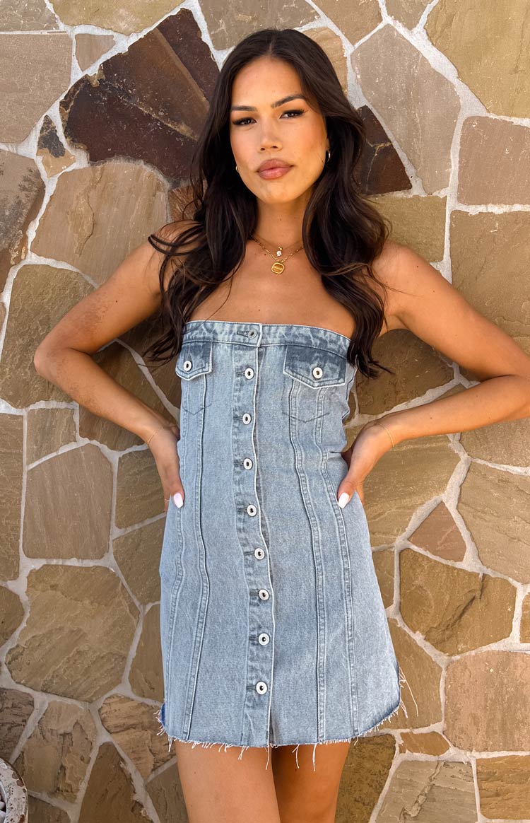 Wilma Blue Denim Corset Mini Dress