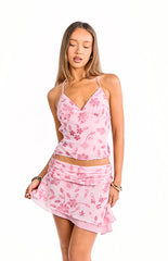 Xhena Pink Sequin Mini Skirt