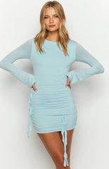 Yarrina Light Blue Long Sleeve Mini Dress