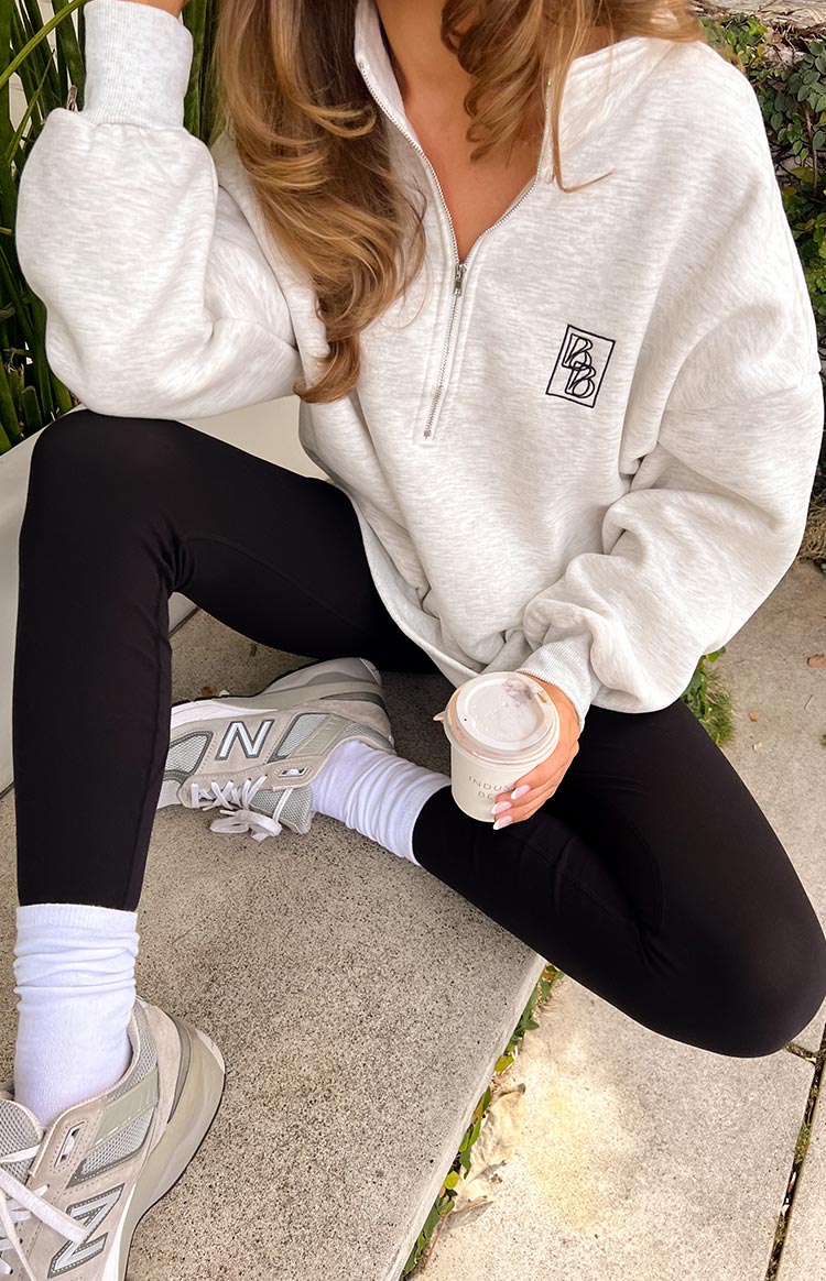 Yazmin Grey Marl Quarter Zip Jumper