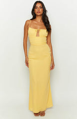 Yitra Yellow Chiffon Maxi Dress