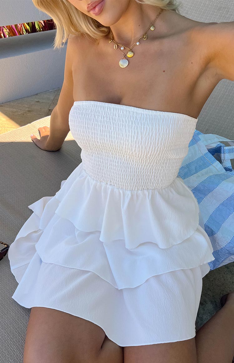 Zeke White Strapless Mini Dress