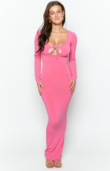 Kemper Pink Long Sleeve Maxi Dress