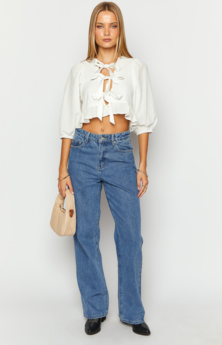 Samba White Tie Up Top